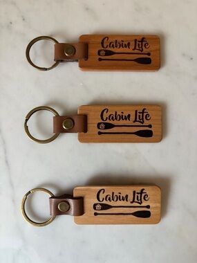 Cabin Life Wooden Keychain